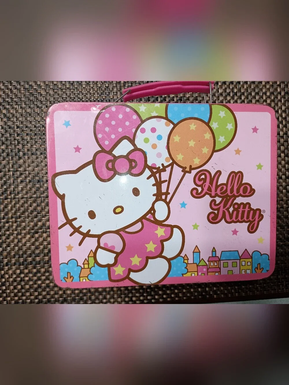 Hello Kitty Pink Balloon Tin with Multi-Color Accents